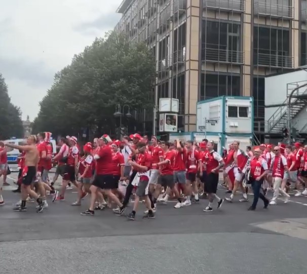 Denmark fans aimed a cheeky song at England