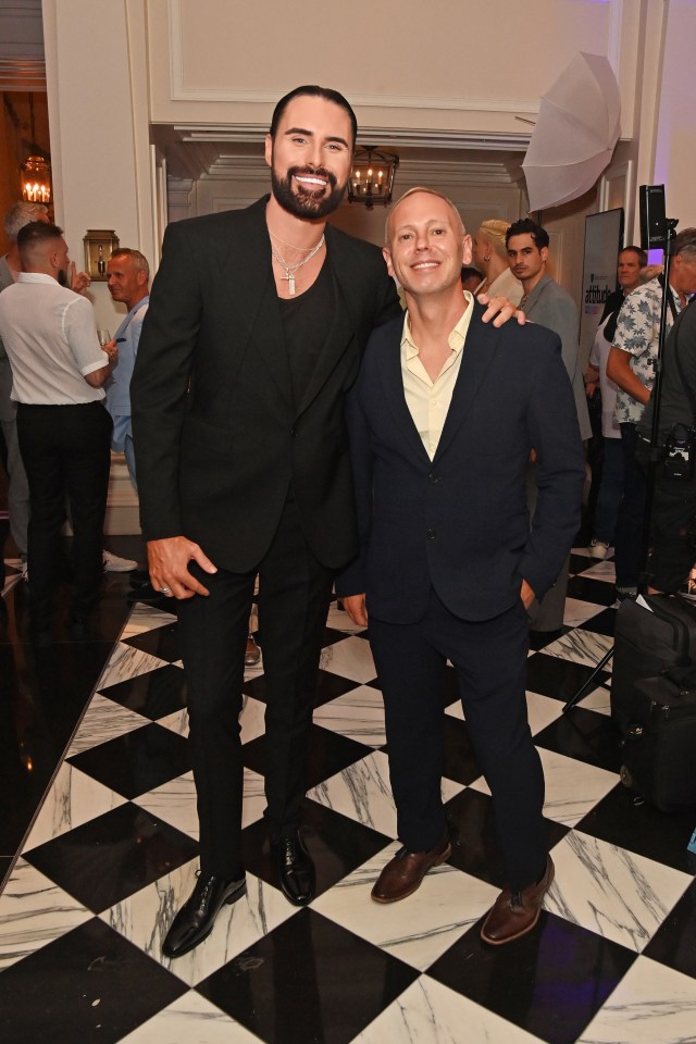 Rylan Clark, above with pal Rob Rinder, hosted the bash