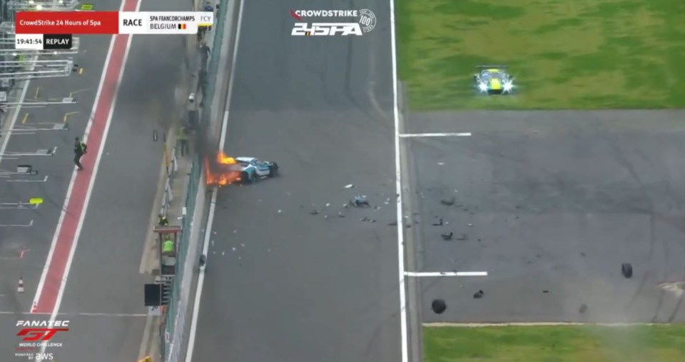 The shunt sent Hook’s car towards the wall and set the rear on fire