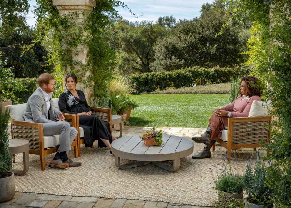  Prince Harry and Meghan during their interview with Oprah Winfrey