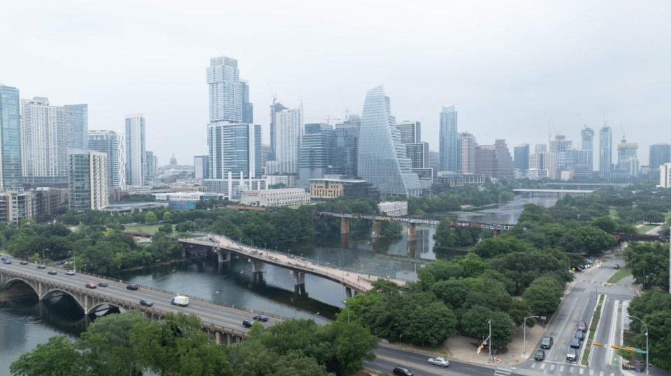 Mandatory Credit: Photo by Scott Moore/REX/Shutterstock (14509665e) Austin, Texas skyline under a hazy sky due to agricultural fires in Mexico and South America, Austin Texas Skyline 2024, Austin, Texas, USA - 26 May 2024