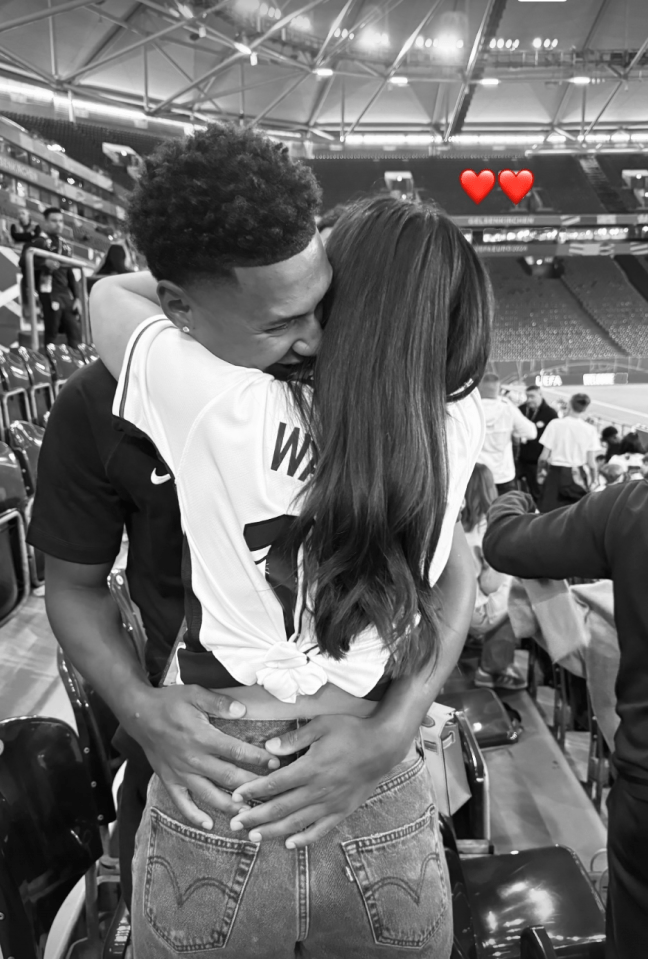 Ollie Watkins had a hug with his girlfriend Ellie Alderson