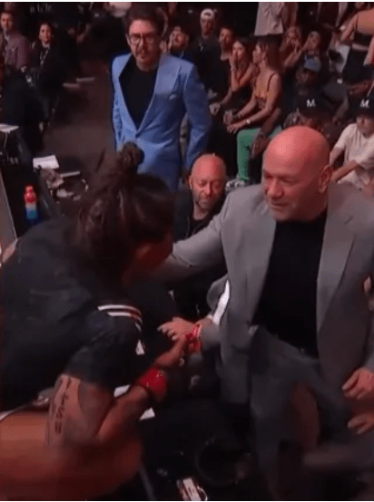 A furious Bueno Silva protested the stoppage with UFC headhoncho Dana White