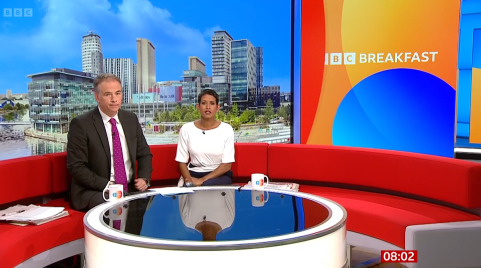 Roger Johnson co-hosted with Naga Munchetty in place of Charlie Stayt this morning