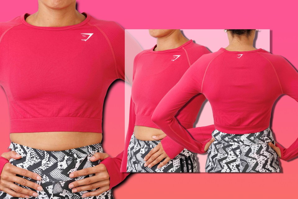 Devinder is wearing the Gymshark Vital Seamless crop top in vintage pink.