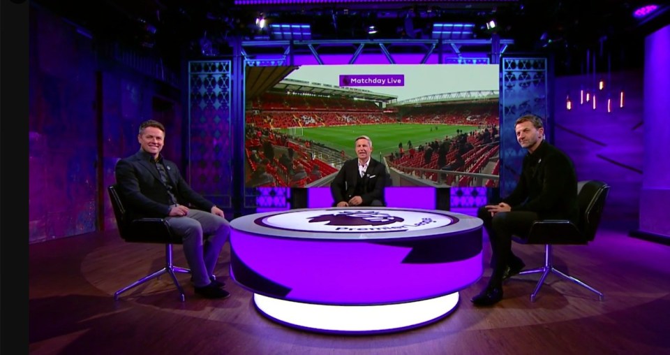 Owen, left, pictured with Steve Bower and Tim Sherwood on Peacock