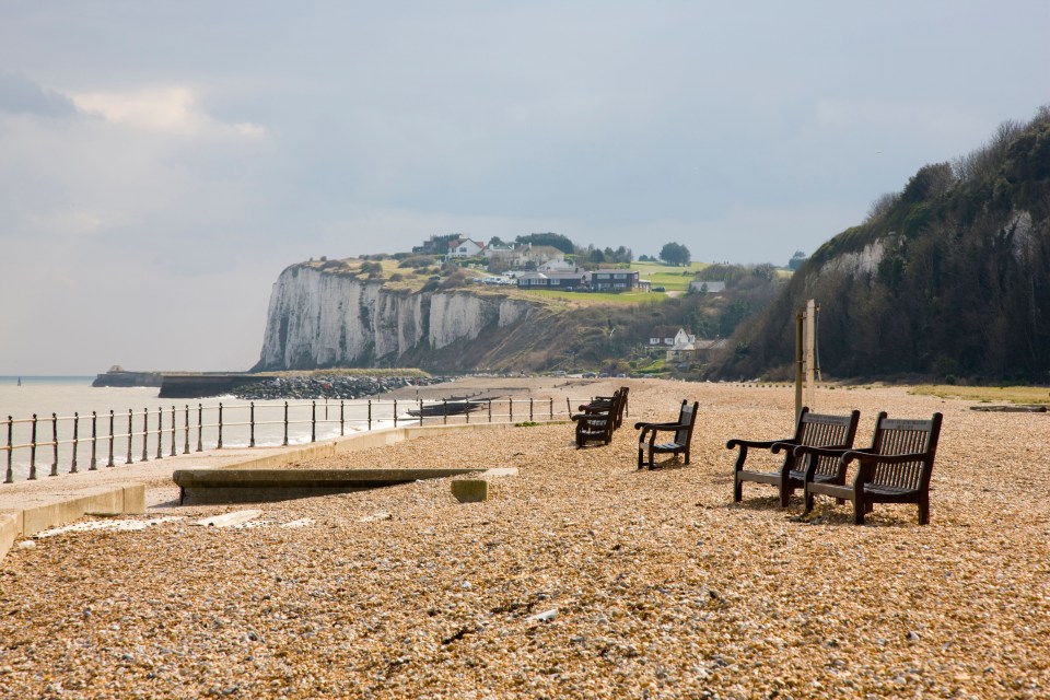 The pebble beach stretches across the length of the town