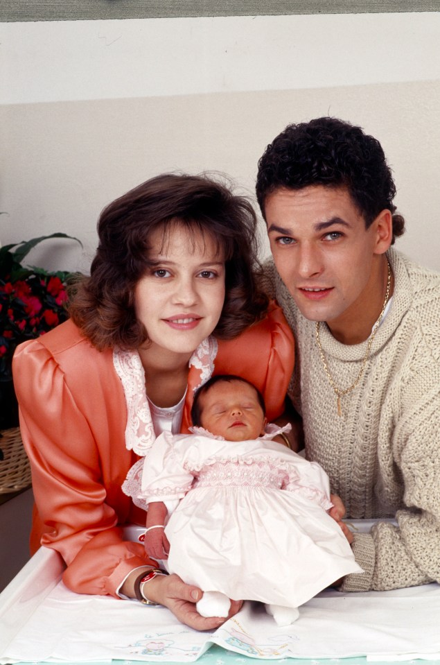 Roberto and Andreina showing off newborn Valentina in Vicenza, Italy