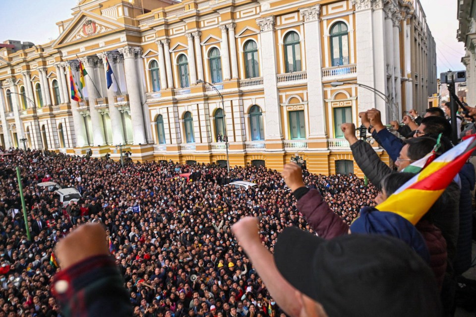 Arce addressed the crowd after the botched coup attempt