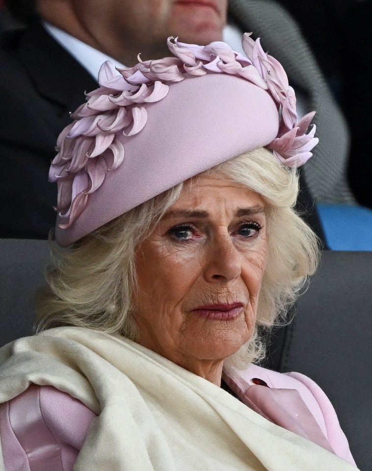 Camilla appeared tearful at the commemoration