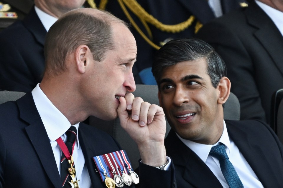 Britain’s William, Prince of Wales, and Prime Minister Rishi Sunak attend an event for the 80th anniversary of D-Day in Portsmouth, Britain