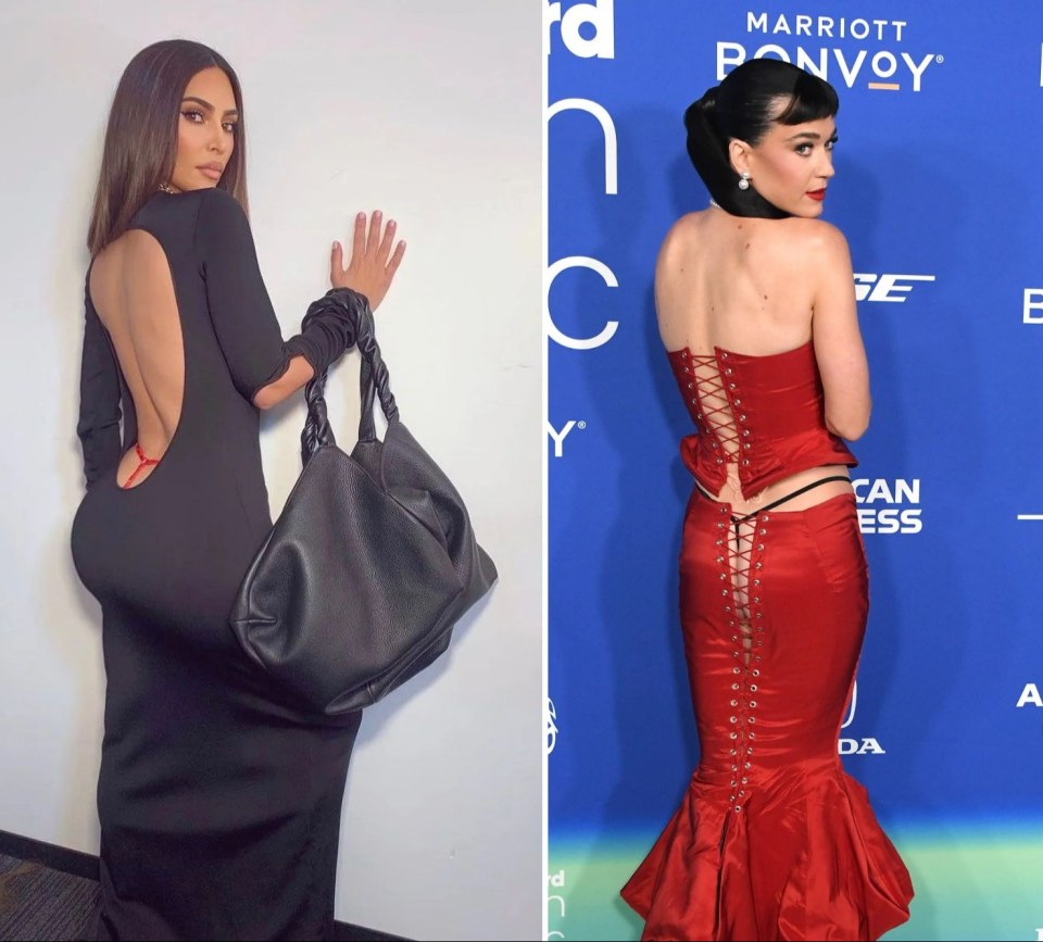 Kim revived the exposed thong trend in 2020 and Katy followed suit this year