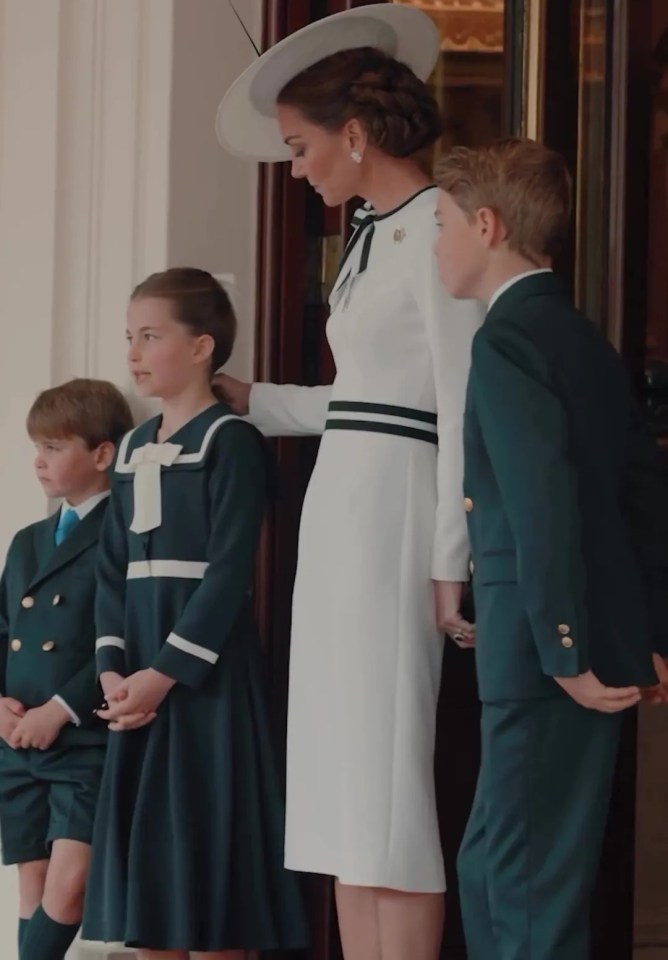 Princess Kate affectionately gathered Charlotte’s hair as she returned to royal duties at King Charles’ birthday parade