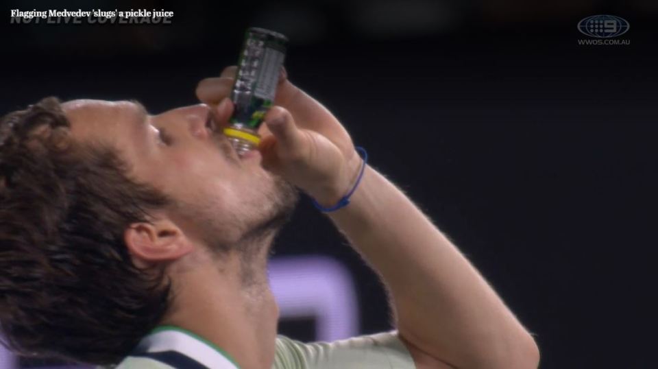 Tennis star Daniil Medvedev seen drinking pickle juice