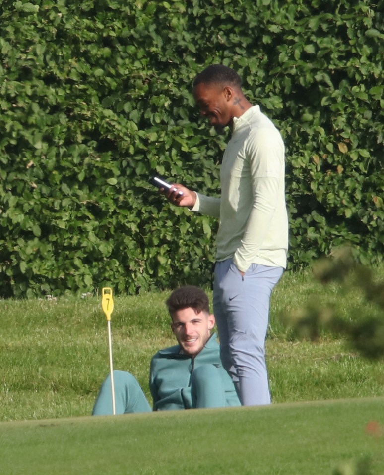 Rice and Toney spent downtime on the golf course