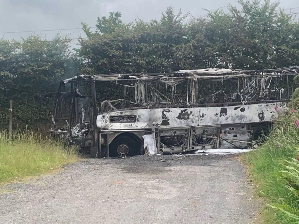 The bus was left a burned-out shell