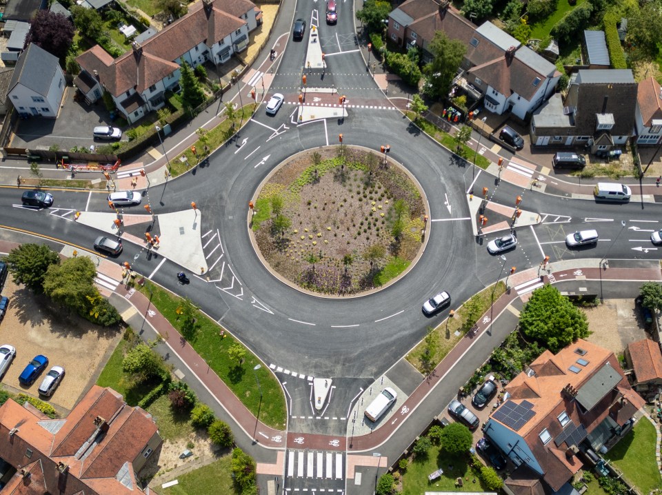 The junction is designed to protect cyclists and pedestrians