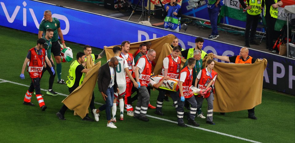 Sheets were put up around Varga following the horror collision with Angus Gunn