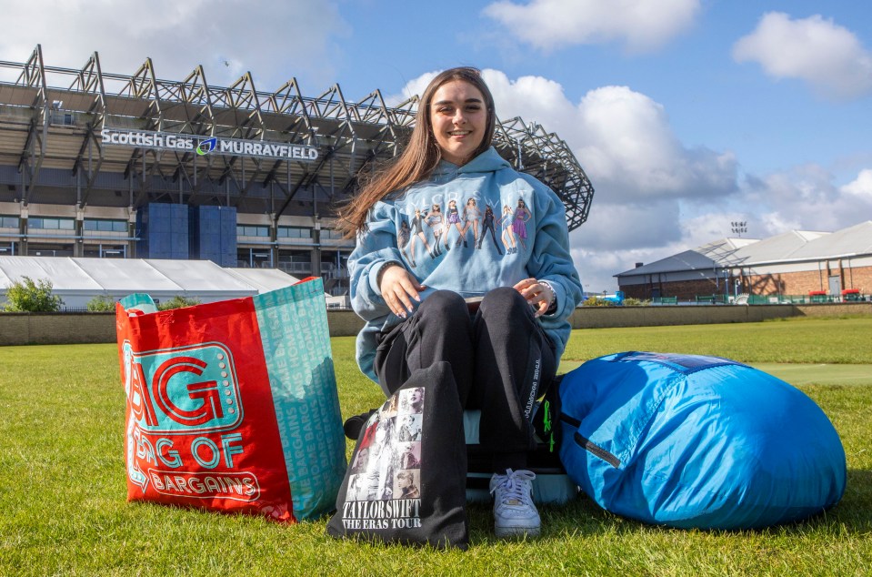 Ellie Poulter, 19 from Oxfordshire, has travelled fourteen hours by bus to camp and be the first in the queue to see Taylor Swift at Murrayfield