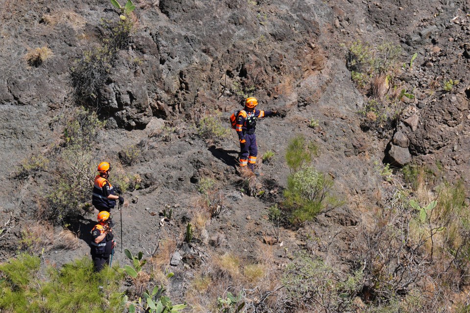 The six-day search for the missing Brit has honed in on a 2,000ft-deep ravine in a desert-like park, above rescuers near the village of Masca