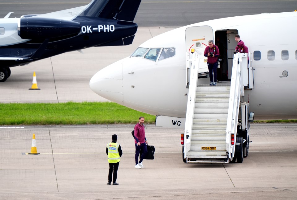 Southgate boarded the plane at Birmingham Airport