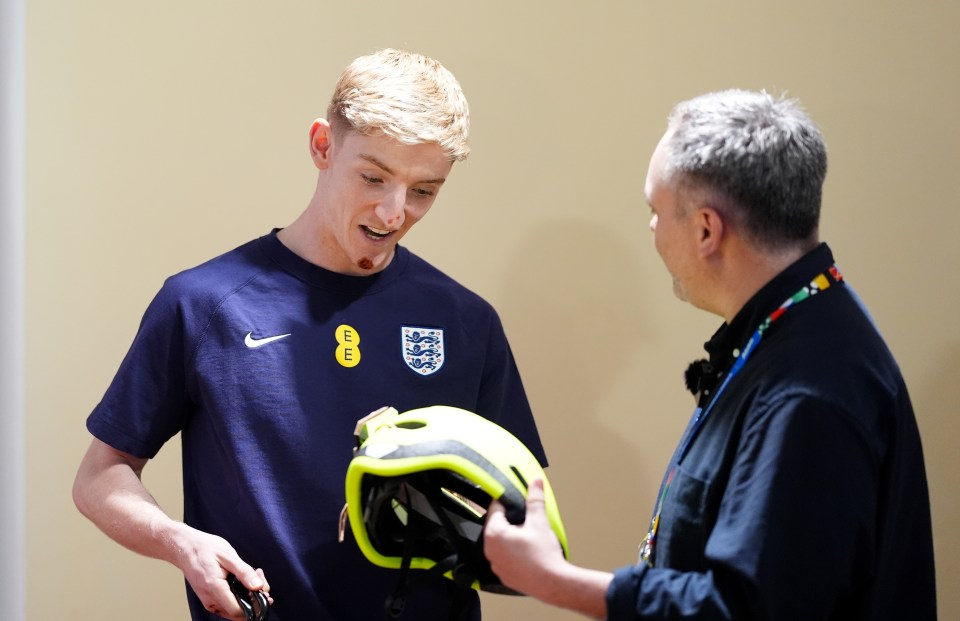 And the England star saw the funny side after crashing off a bike in Germany