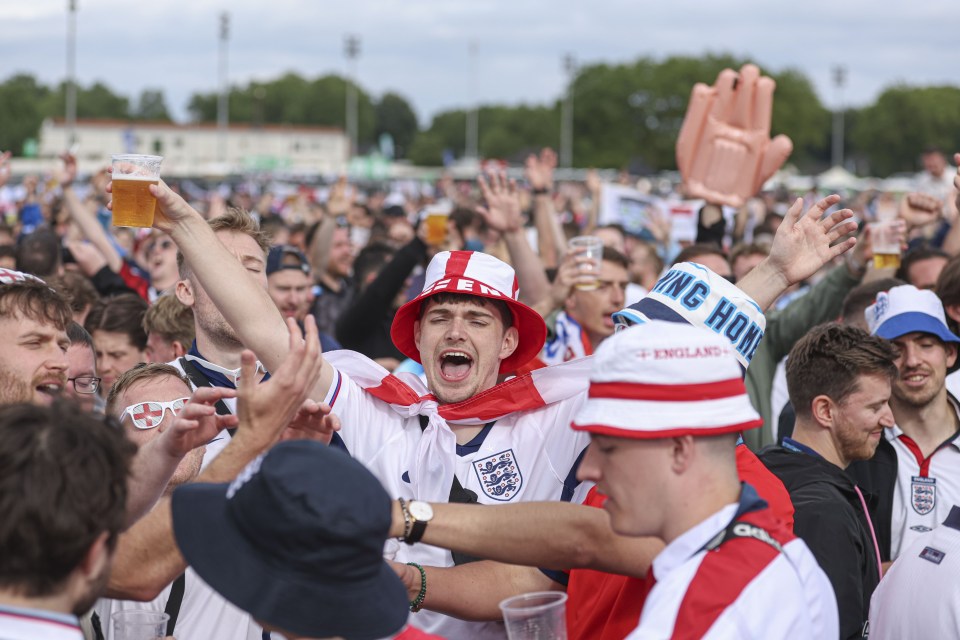 There was the odd England bucket hat in the fan zone in Trabrennbahn