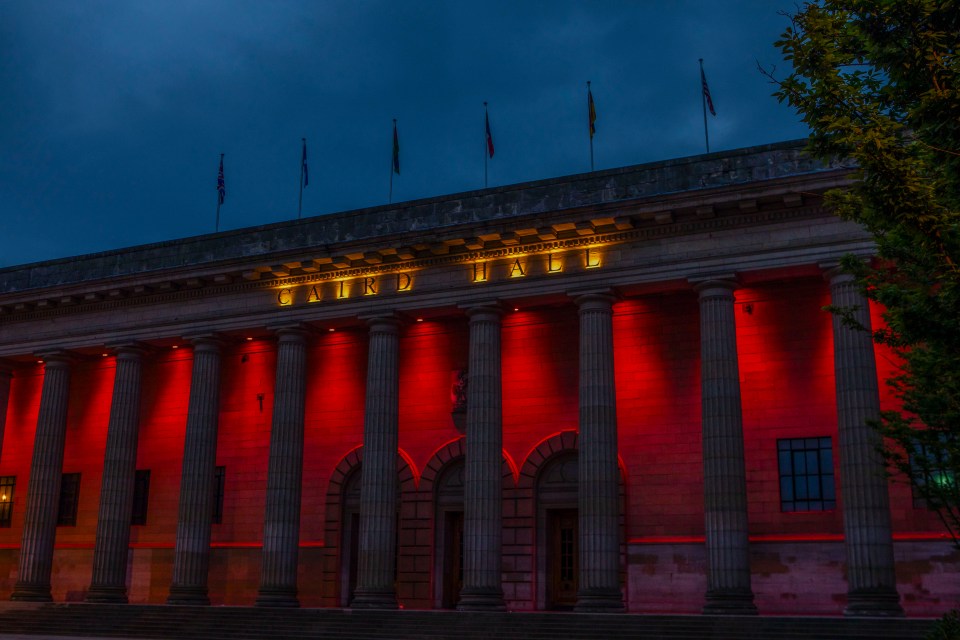 Dundee’s Caird Hall also glowed orange to mark the event