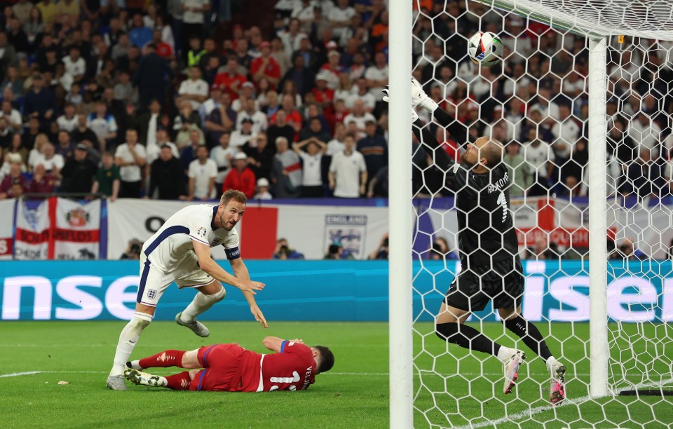 Harry Kane almost put the Three Lions two ahead - but was denied by shotstopper Predrag Rajkovic