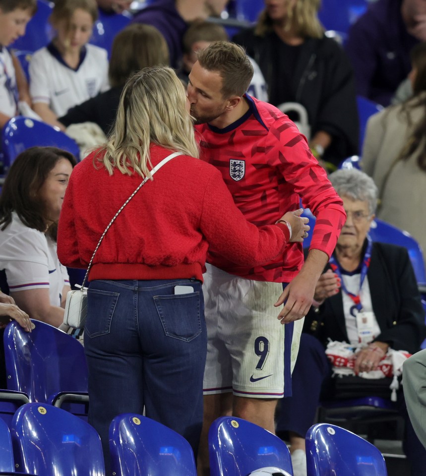 Harry Kane kissed wife Kate after England’s win over Serbia