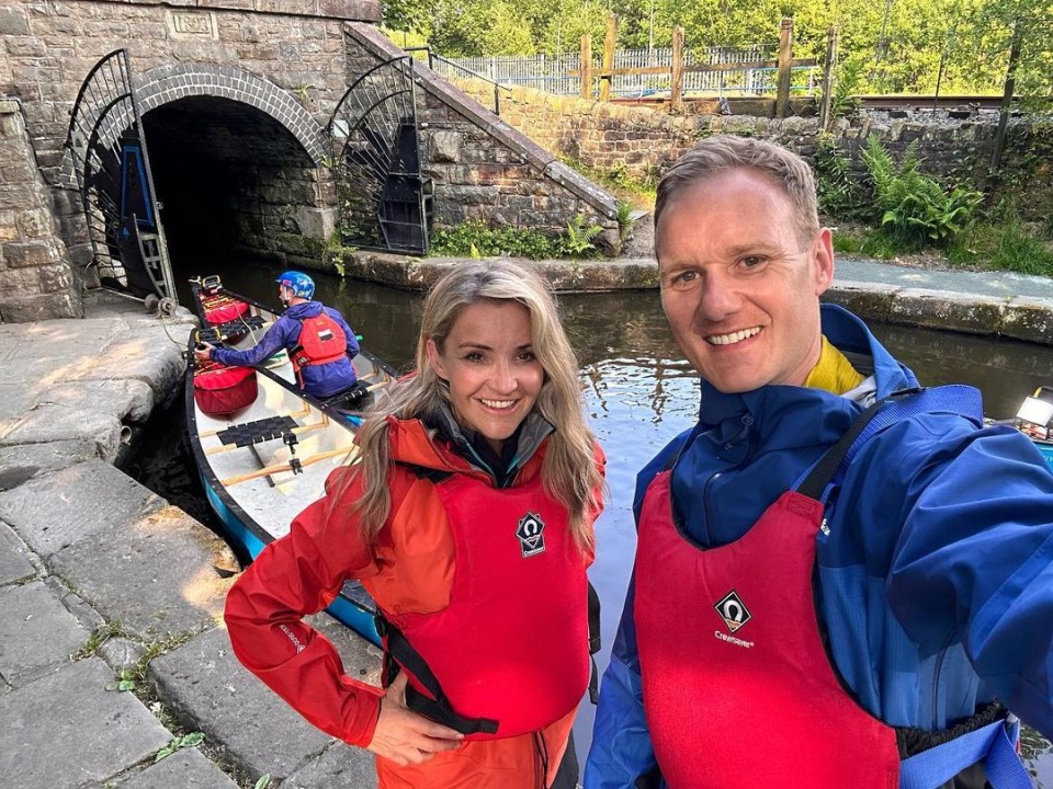 Dan pictured with Helen Skelton filming their Channel 5 show