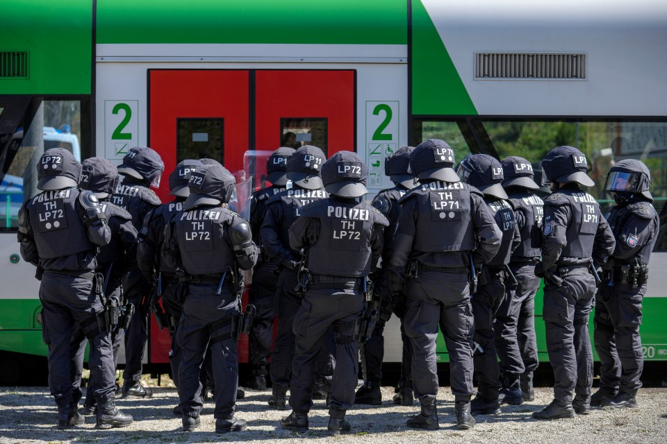 Hundreds of German local and federal police practice security tactics ahead of the Euros in April