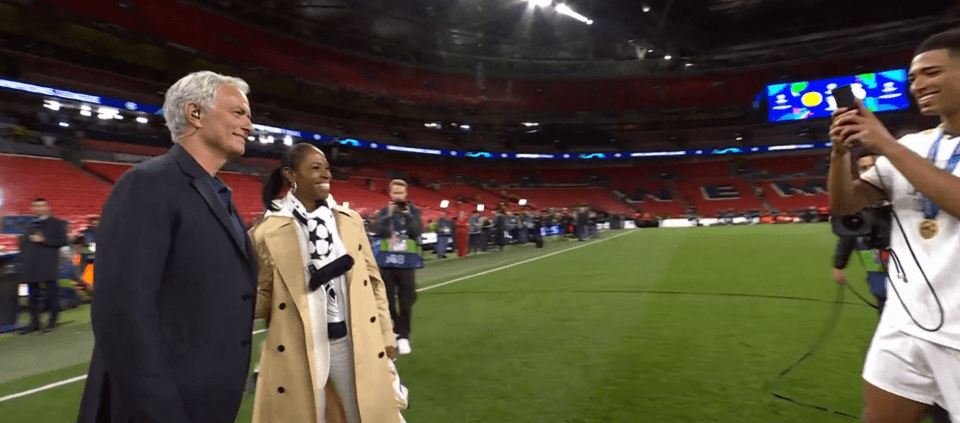 Bellingham was the cameraman as his mum Denise posed with the Special One