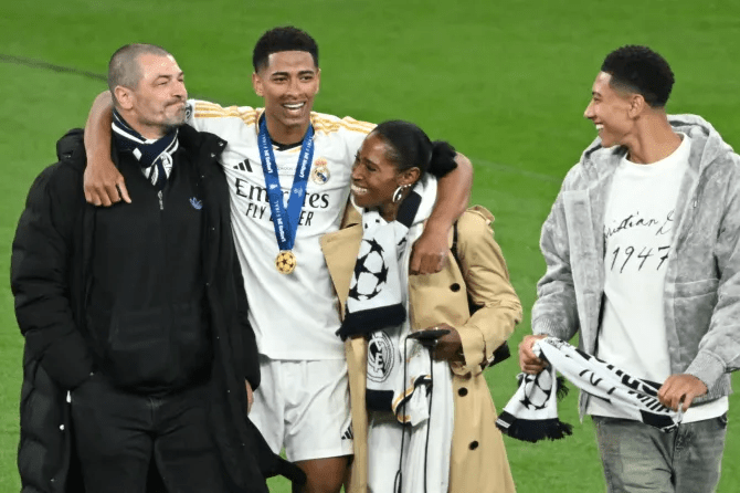 His parents and brother celebrated with him on the pitch