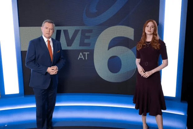 Hugh Bonneville and Karen Gillan play TV news anchors in Douglas Is Cancelled