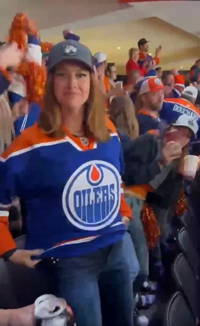 Kate went viral for lifting her top up at an Oilers match