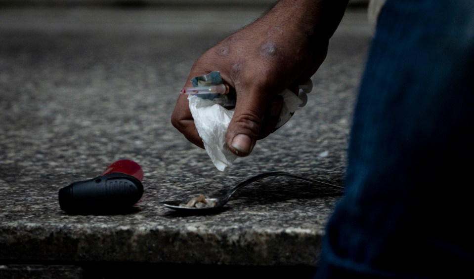 Addicts make no attempt to disguise their drug use on the street