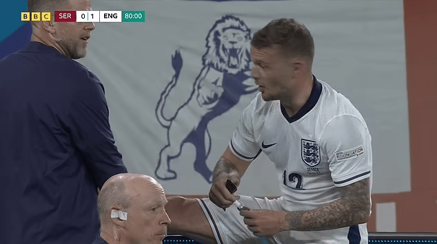 Kieran Trippier was spotted drinking pickle juice late on against Serbia