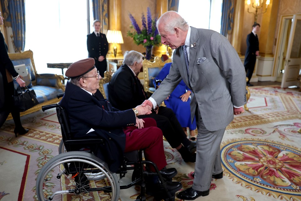 King Charles yesterday met with veterans at Buckingham Palace