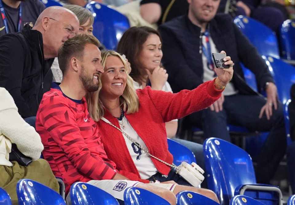 England's Harry Kane with his wife Kate Goodland following the UEFA Euro 2024 Group C match at the Arena AufSchalke in Gelsenkirchen, Germany. Picture date: Sunday June 16, 2024. PA Photo. See PA Story SOCCER England. Photo credit should read: Martin Rickett/PA Wire. RESTRICTIONS: Use subject to FA restrictions. Editorial use only. Commercial use only with prior written consent of the FA. No editing except cropping.