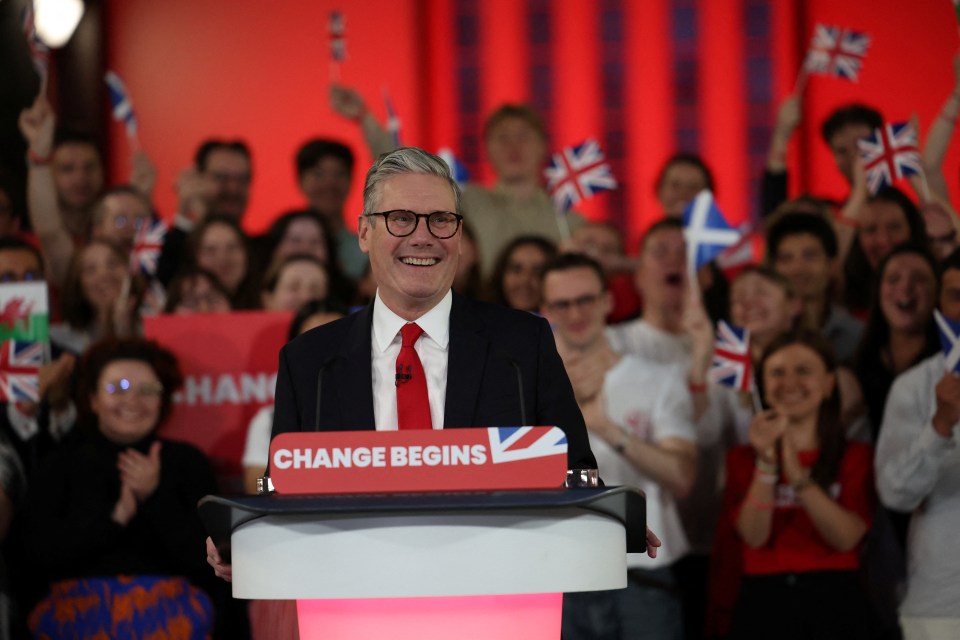 Sir Keir Starmer during his victory rally