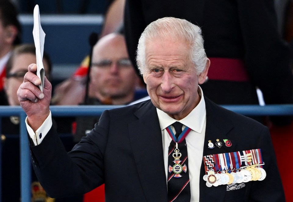 King Charles at the UK’s national commemorative event for the 80th anniversary of D-Day