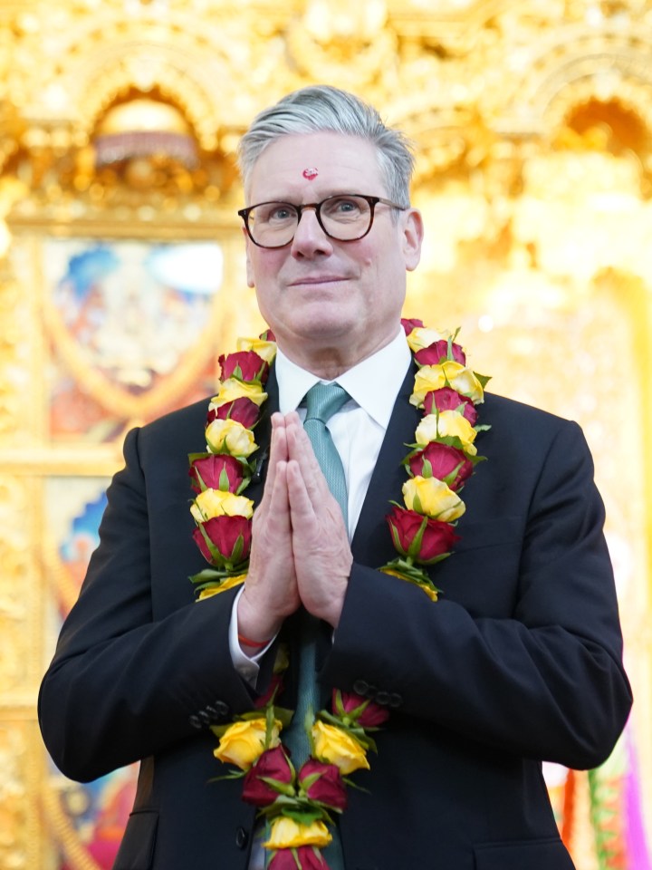 Starmer visited the Shree Swaminarayan Mandir Hindu temple in Kingsbury, North West London