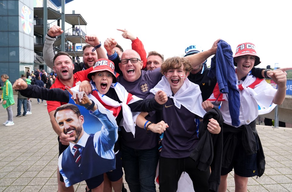 Some England fans gathered hours before kick of at the Arena AufSchalke