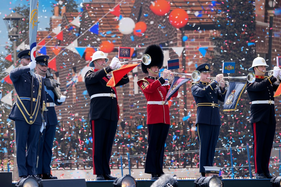 Musicians play during the D-Day national commemoration event in Portsmouth