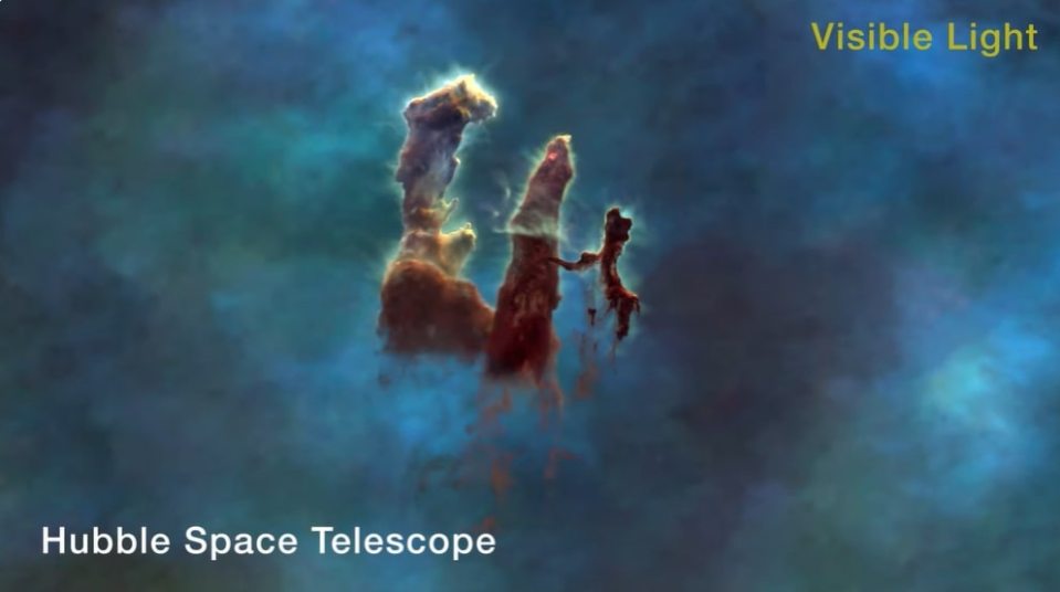 Nasa has now combined the data from both Hubble and Webb to create a breathtaking 3D interpretation of a flight through the nebula