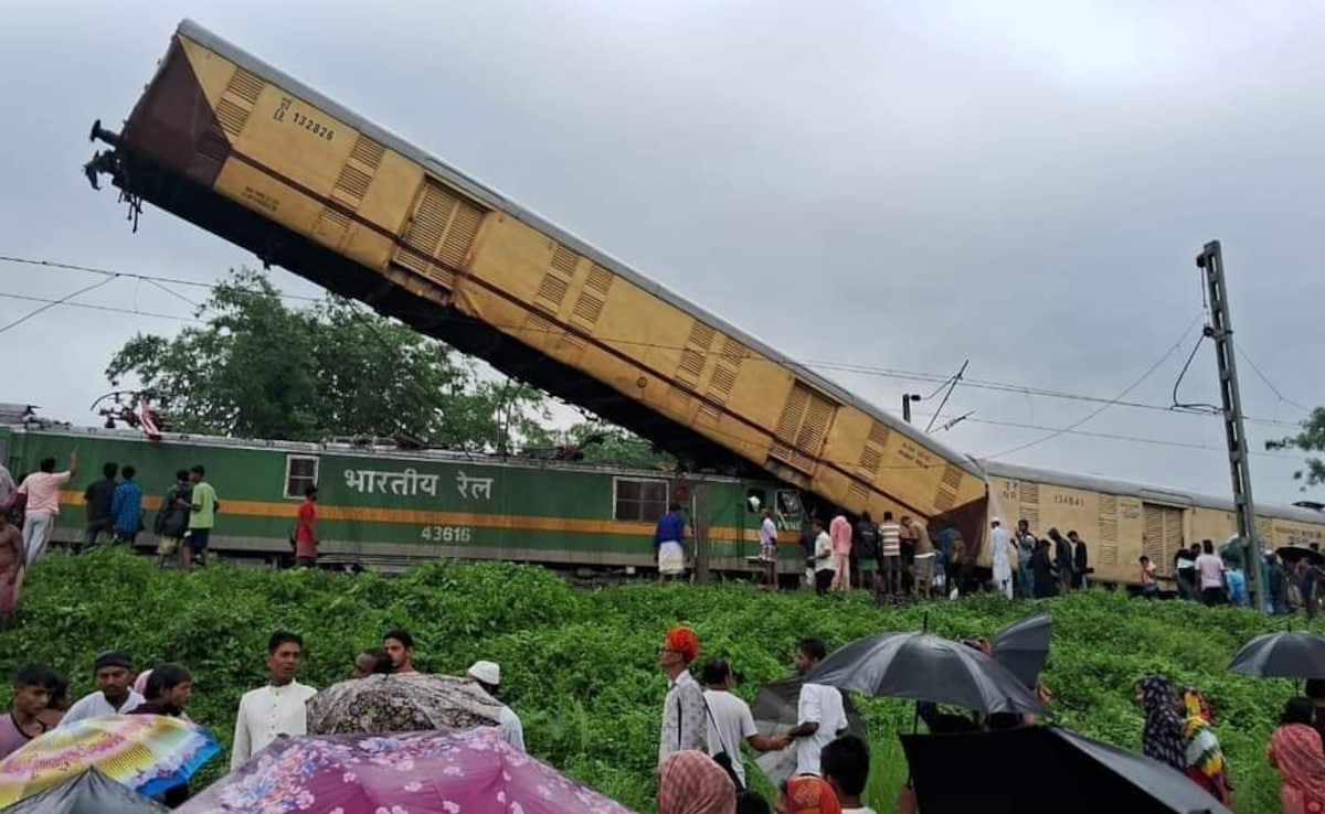 Pictures from the scene showed a train carriage suspended in mid-air after the crash