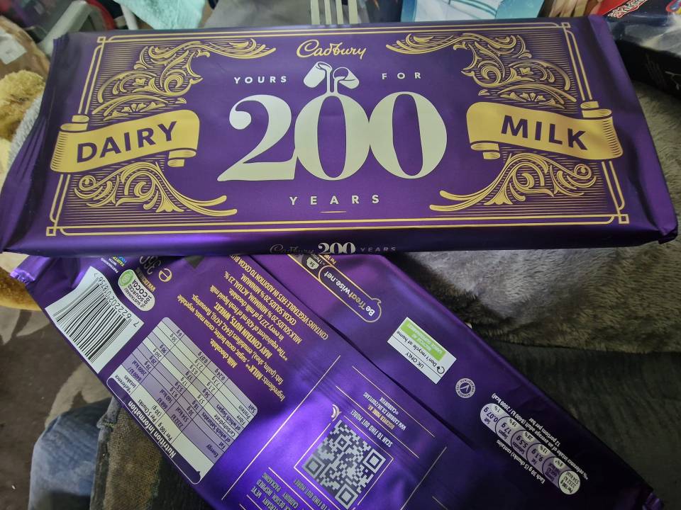 The Cadbury Dairy Milk ‘Yours for 200 Years’ bar has been spotted on sale at Co-op