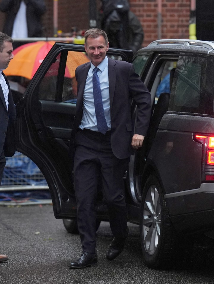 Outgoing Chancellor of the Exchequer Jeremy Hunt arrives in Downing Street