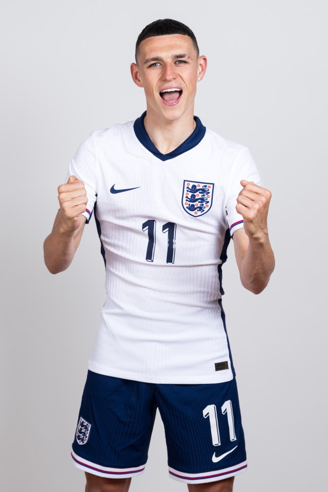 England ace Phil Foden’s son Ronnie was also urging on his old man in a Three Lions shirt and chain combo